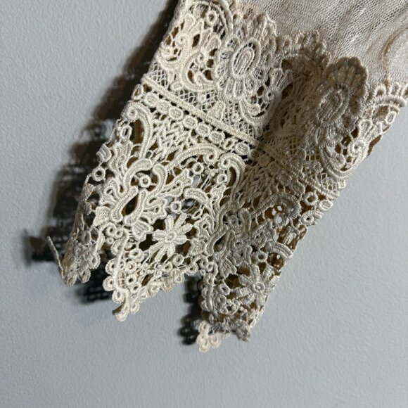 NWT Anthropologie Ryu Long Sleeve Sheer Lace Dress Women's Small Ivory Layered - Picture 7 of 14